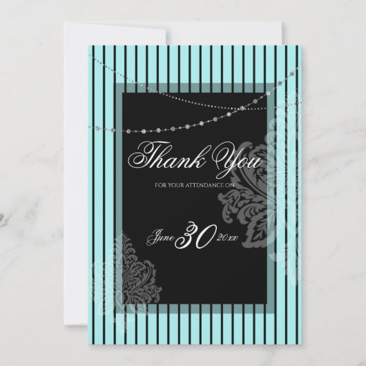 Blaue und schwarze Streifen Einladung (Vorderseite)