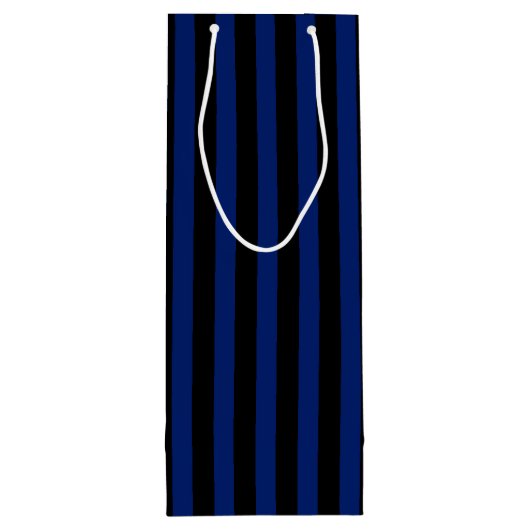 Blaue und schwarze Streifen Geschenktüte Für Weinflaschen (Rückseite)