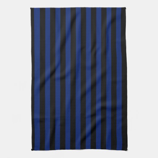 Blaue und schwarze Streifen Geschirrtuch (Vertikal)