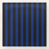 Blaue und schwarze Streifen Glasuntersetzer (Vorderseite)
