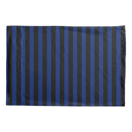 Blaue und schwarze Streifen Kissenbezug (Rückseite)
