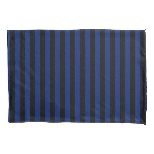 Blaue und schwarze Streifen Kissenbezug (Vorderseite)