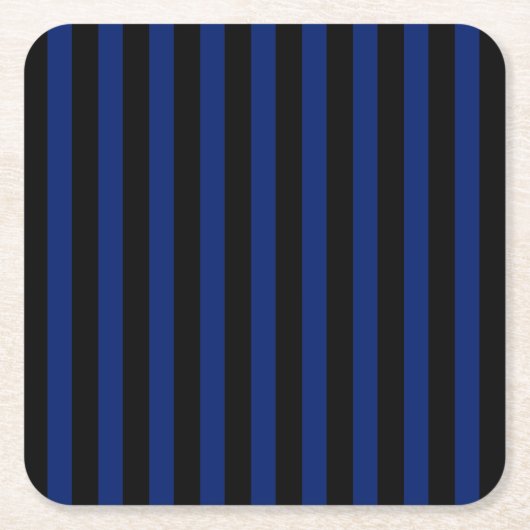 Blaue und schwarze Streifen Rechteckiger Pappuntersetzer (Vorderseite)