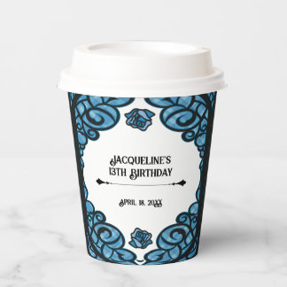Blaue und schwarze vergitterte Rosenprinzessin Geb Pappbecher