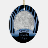 Blaue und schwarze Verzierung des Zebra-Bonbon-16 Keramikornament (Rechts)