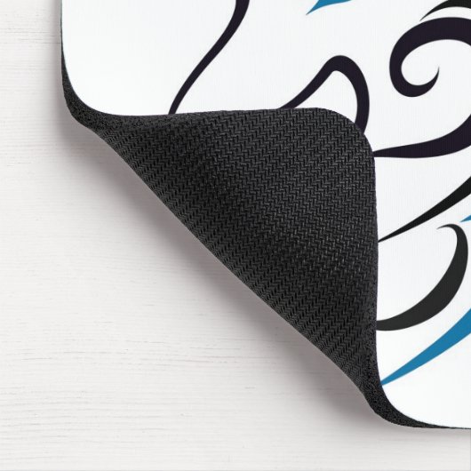 Blaue und schwarze Wolf-Kopf-Kontur Mousepad (Ecke)