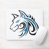 Blaue und schwarze Wolf-Kopf-Kontur Mousepad (Mit Mouse)