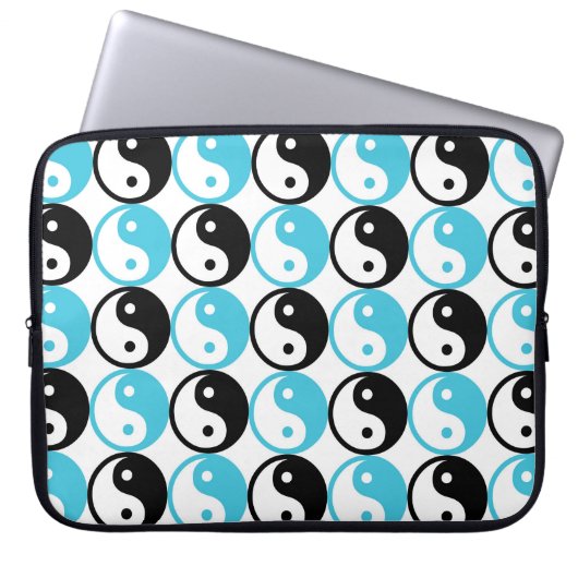 Blaue und schwarze Yangan-Muster Laptopschutzhülle (Vorderseite)