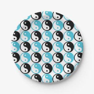 Blaue und schwarze Yangan-Muster Pappteller