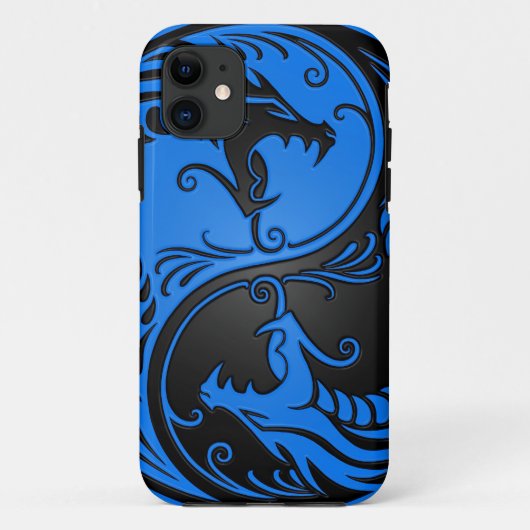 Blaue und schwarze Yin Yang Drachen Case-Mate iPhone Hülle (Rückseite)