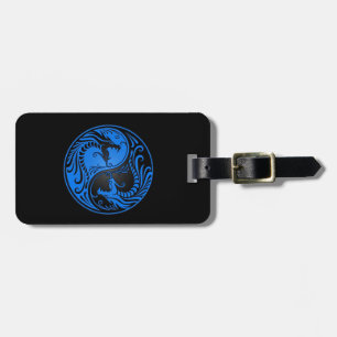 Blaue und schwarze Yin Yang Drachen Gepäckanhänger