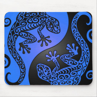 Blaue und schwarze Yin Yang Geckos Mousepad
