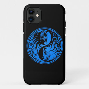 Blaue und schwarze Yin Yang Katzen iPhone 11 Hülle