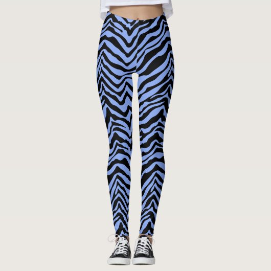 Blaue und schwarze Zebra-Leggings Leggings (Vorderseite)