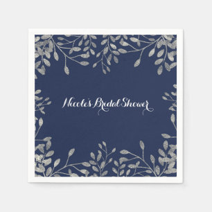 Blaue und silberne botanische moderne elegante Hoc Serviette