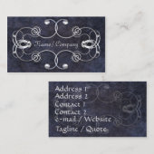 Blaue und silberne Eleganz Visitenkarte (Vorne/Hinten)