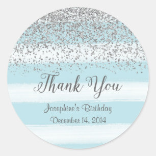 Blaue und silberne Geburtstags-Aufkleber Runder Aufkleber