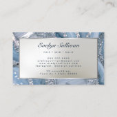 blaue und silberne Glitzer-Marmorkarte Visitenkarte (Rückseite)