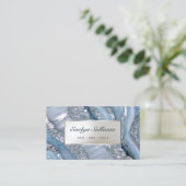 blaue und silberne Glitzer-Marmorkarte Visitenkarte (Stehend Vorderseite)