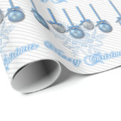 Blaue und silberne Glitzer-Verzierungen Geschenkpapier (Rolleneckpunkt)