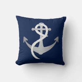 Blaue und silberne Seefahrer Moderne Martime Kissen