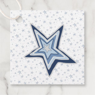 Blaue und silberne Sterne Feiertagsgeschenk  Geschenkanhänger