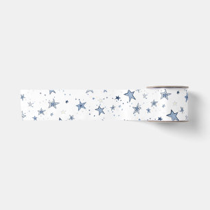 Blaue und silberne Sterne Feiertagsgeschenk Satinband