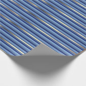 Blaue und silberne Streifen Geschenkpapier (Ecke)