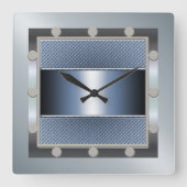 Blaue und silberne Wanduhr (Vorderseite)