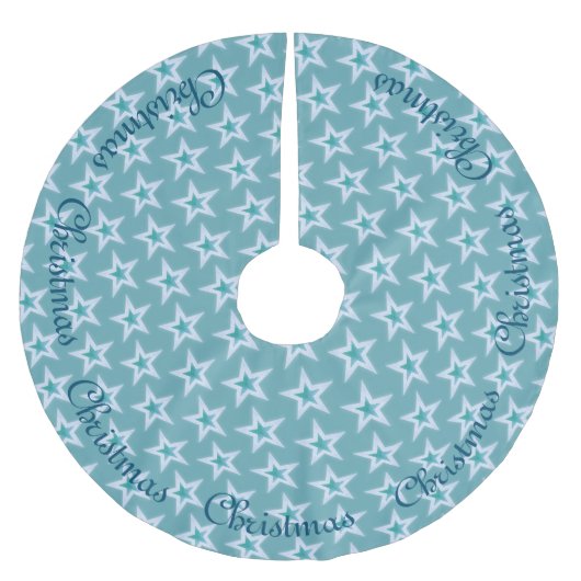 Blaue und silberne Weihnachtssterne Polyester Weihnachtsbaumdecke (Vorderseite)