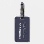 Blaue und silberne Weltkarte-eleganter Gepäckanhänger (Rückseite vertikal)