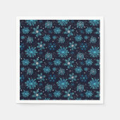 Blaue und Silberne Winterschneeflocken Serviette (Vorderseite)