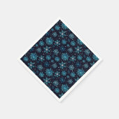 Blaue und Silberne Winterschneeflocken Serviette (Ecke)