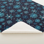 Blaue und Silberne Winterschneeflocken Sherpadecke (3/4)