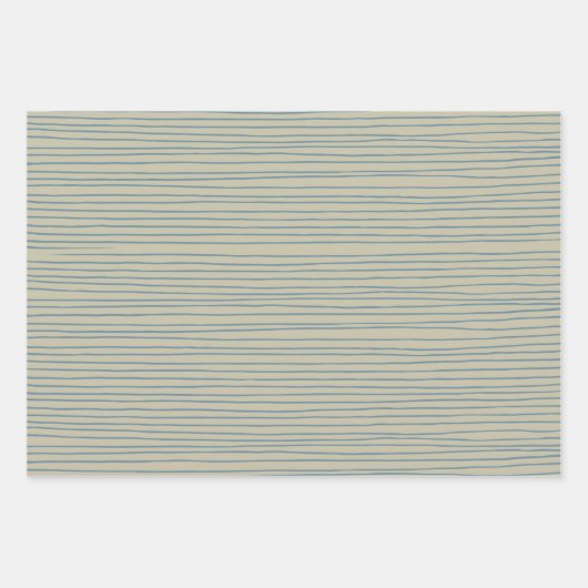Blaue und Taupe Abstrakte Lines Muster Geschenkpapier Set (Vorderseite 3)
