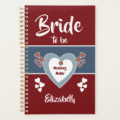 Blaue und tiefe rote Braut für Hochzeitsnotizen Planer (Vorderseite)