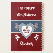 Blaue und tiefe rote Braut für Hochzeitsnotizen Planer (Rückseite)