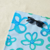 Blaue und Türkisblaue Blumen Strandtuch (Beispiel)