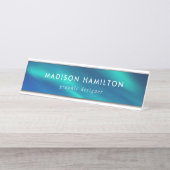 Blaue und türkische Nordlichter Schreibtischnamensplakette (Vorderseite )