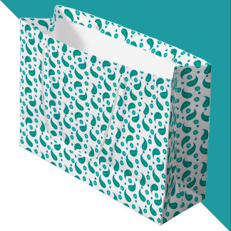 Blaue und Türkise Paisley-Blumenmuster Große Geschenktüte