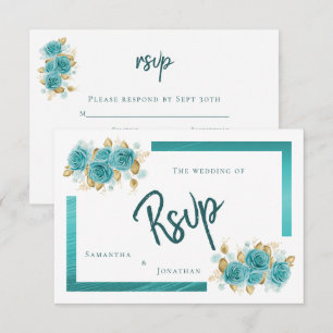 Blaue und Türkise Rosen Elegante RSVP-Karte RSVP Karte