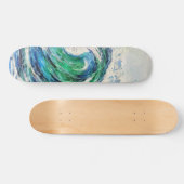 Blaue und türkisfarbene Ozeanwelle Skateboard (Horizontal)