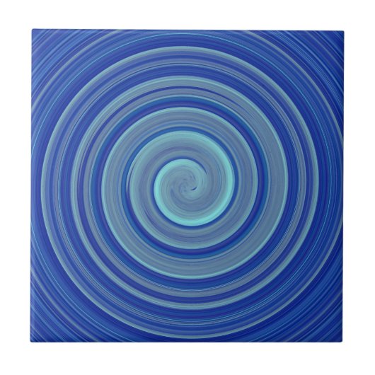 Blaue und türkisfarbene Spirale Fliese (Vorderseite)
