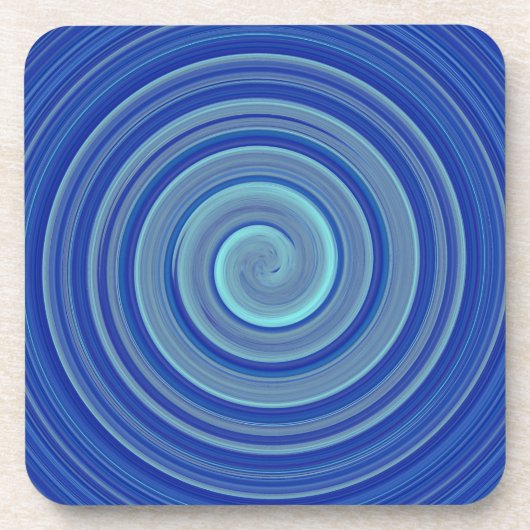 Blaue und türkisfarbene Spirale Getränkeuntersetzer (Vorderseite)