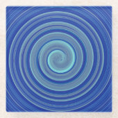 Blaue und türkisfarbene Spirale Glasuntersetzer (Vorderseite)