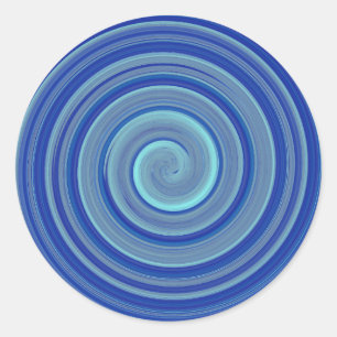 Blaue und türkisfarbene Spirale Runder Aufkleber