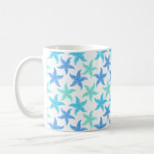 Blaue und türkisfarbene Starfish Kaffeetasse