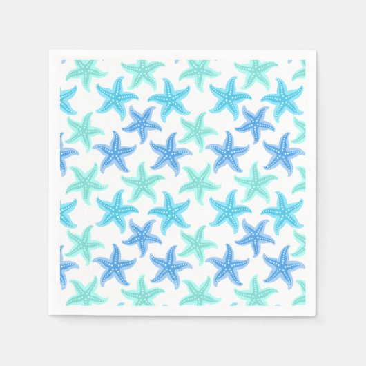 Blaue und türkisfarbene Starfish Serviette (Vorderseite)