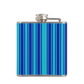 Blaue und türkisfarbene Streifen Flachmann (Rückseite)