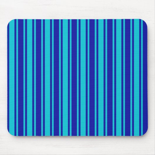 Blaue und türkisfarbene Streifen Mousepad (Vorne)